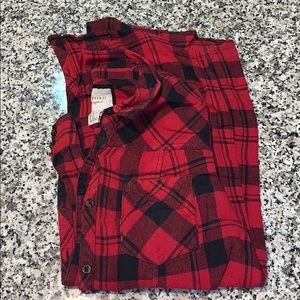 M Forever 21 Red and Black Flannel Button Down